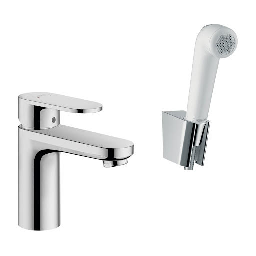 hansgrohe Vernis Blend Basin Mixer Tap 100 with Hand Shower Chrome - 71215000 | Compare The Build