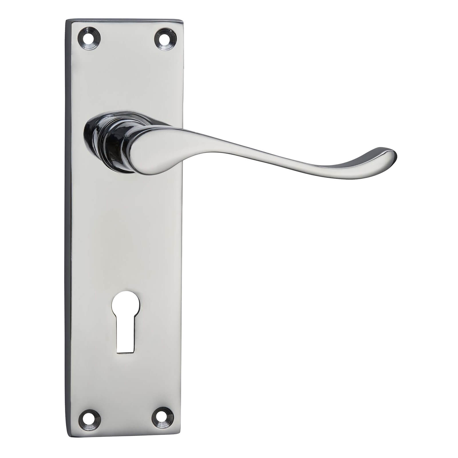 Homebuild Victorian Scroll Long Backplate Lock Lever Set - Polished Chrome | Compare The Build