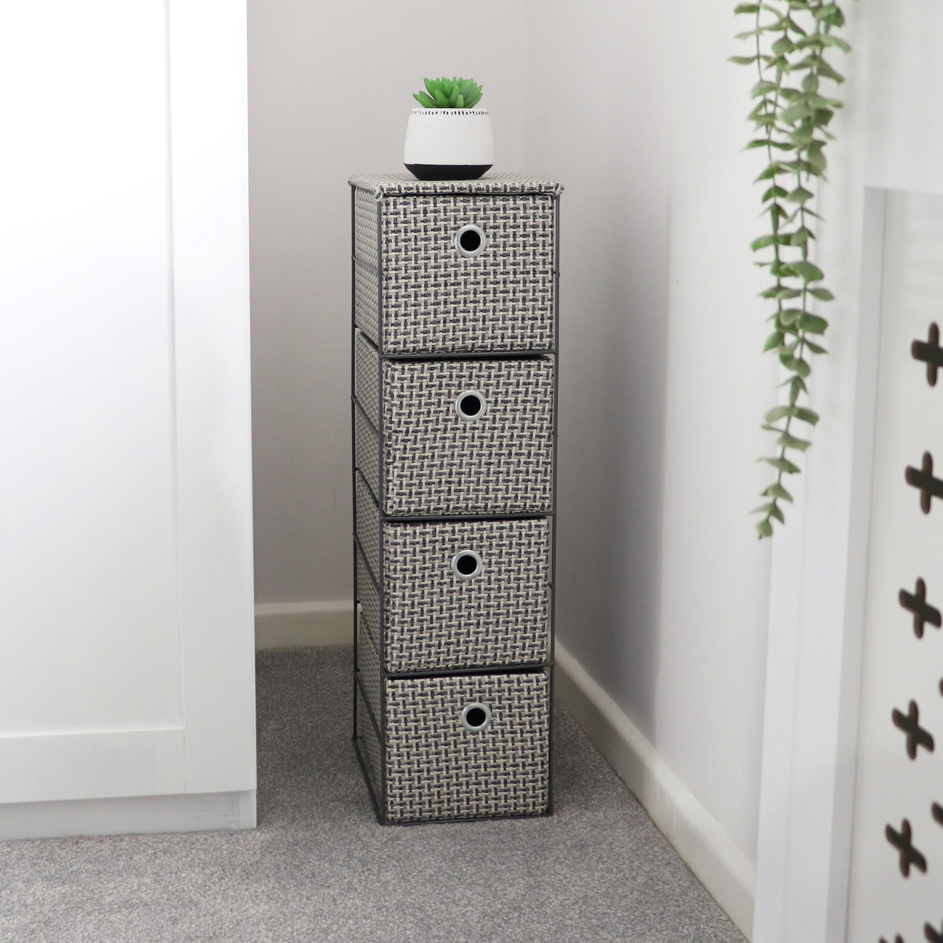 JVL Silva 4 Drawer Narrow Storage Tower Grey Price Comparisons | Compare The Build