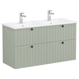 VitrA Root Retro Green Wall Hung Vanity Unit & Double Basin - 1200 x 670mm Price Comparisons | Compare The Build