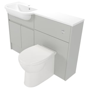 Deccado Clifton Whisper Grey Left Hand 1200mm Slimline Fitted Vanity & Toilet Pan Unit Combination with Left Hand Basin Price Comparisons | Compare The Build