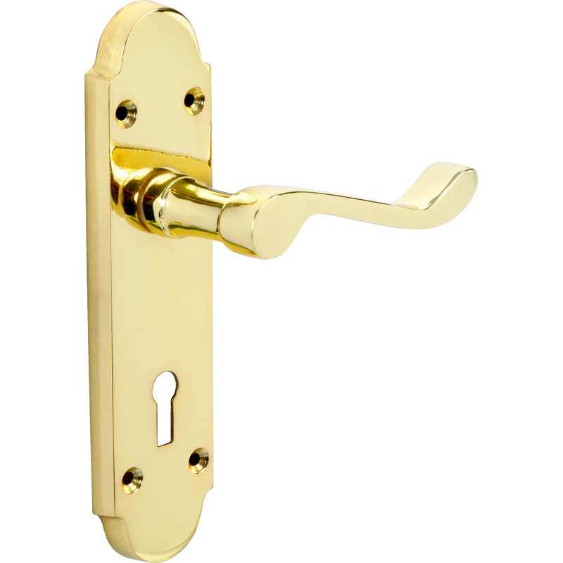 Eclipse Beaufort Door Handles Lock (Pair) in Brass | Compare The Build