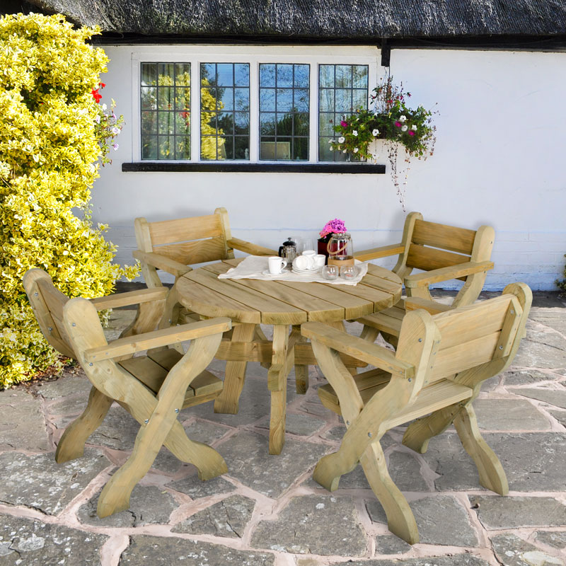 Forest Grizedale Circular Wooden Garden Table 4'x4' (1.2x1.2m) Price Comparisons | Compare The Build