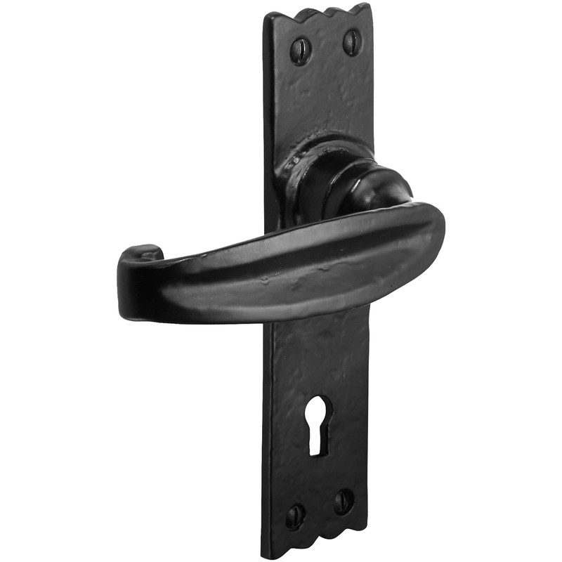 Old Hill Ironworks Charlbury Suite Door Handles 158mm x 38mm Lock (Pair) in Black Cast Iron | Compare The Build