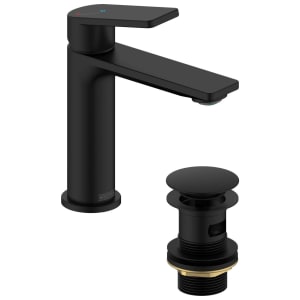 Bristan Frammento Eco Start Basin Mixer with Clicker Waste - Black Price Comparisons | Compare The Build