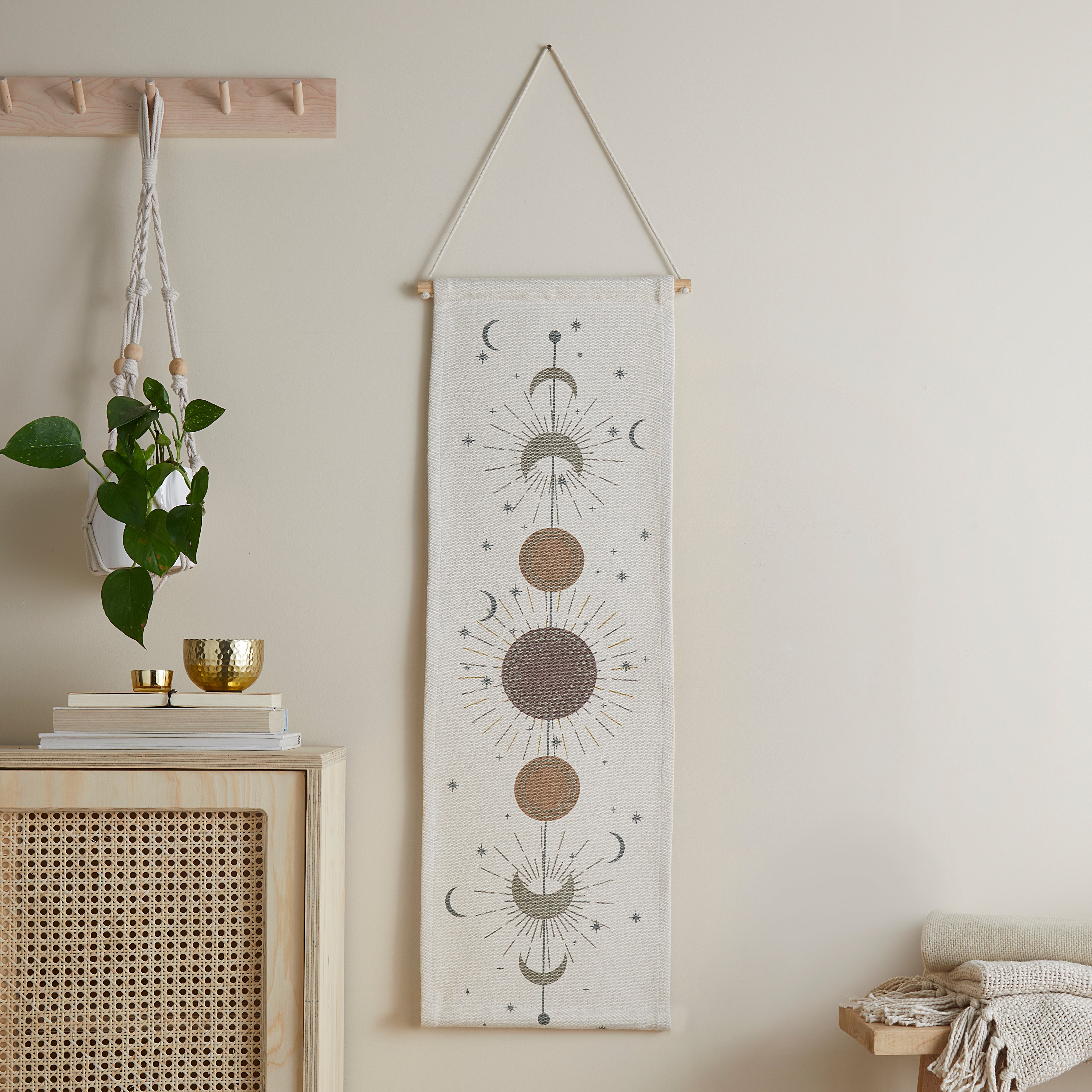 Phases of the Moon Hanging Wall Art 30x100cm Grey/Brown Price Comparisons | Compare The Build