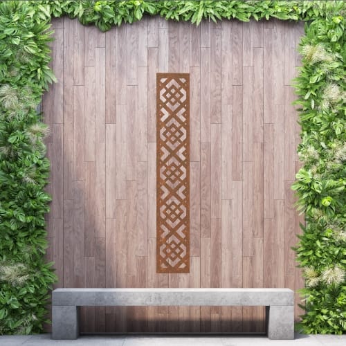 Steel Privacy Screen Diamond - Wall Mounted - 1800mm x 300mm Steel Corten | Compare The Build