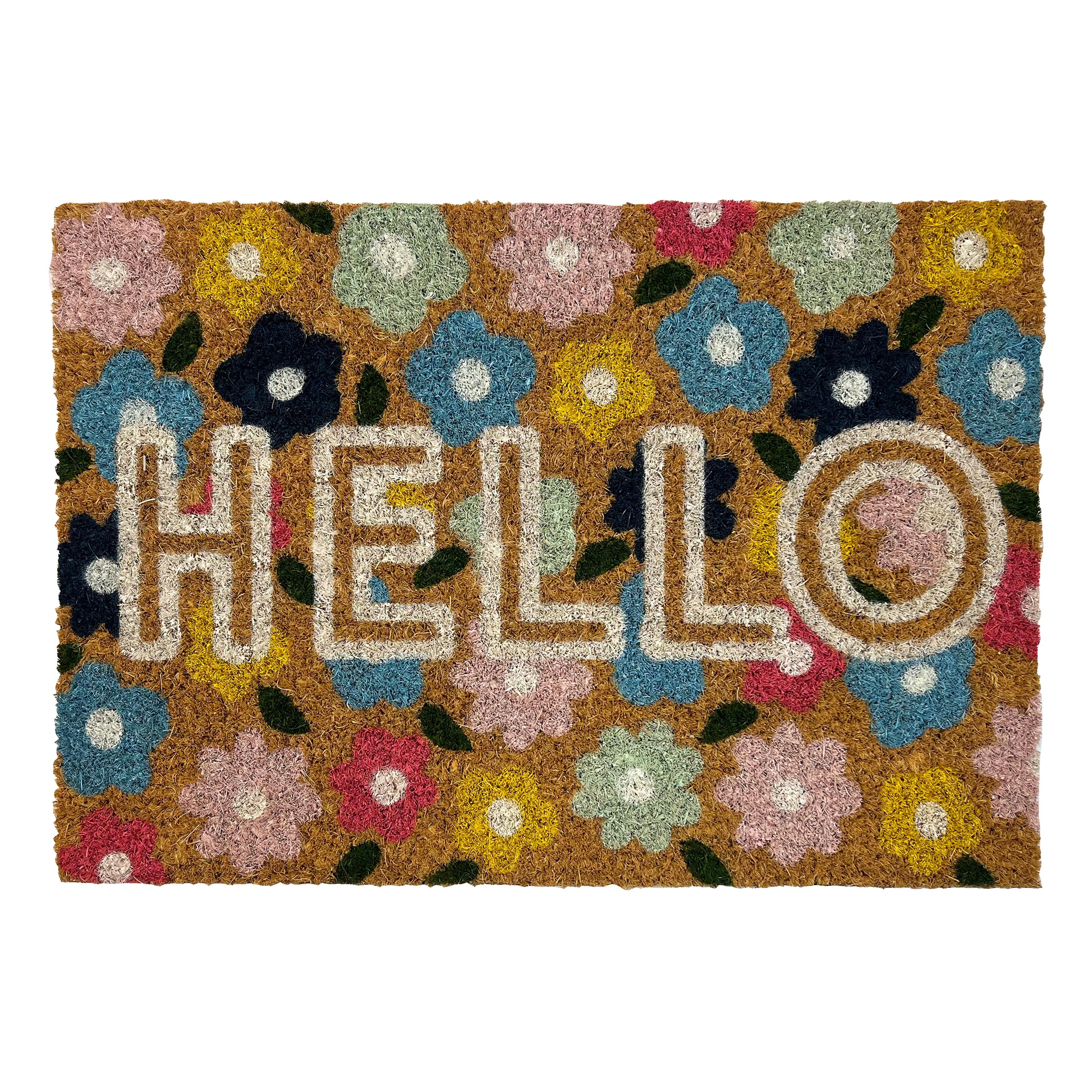 Primeur Fashion Multicolour Hello Floral Door Mat, 57Cm X 40Cm Price Comparisons | Compare The Build