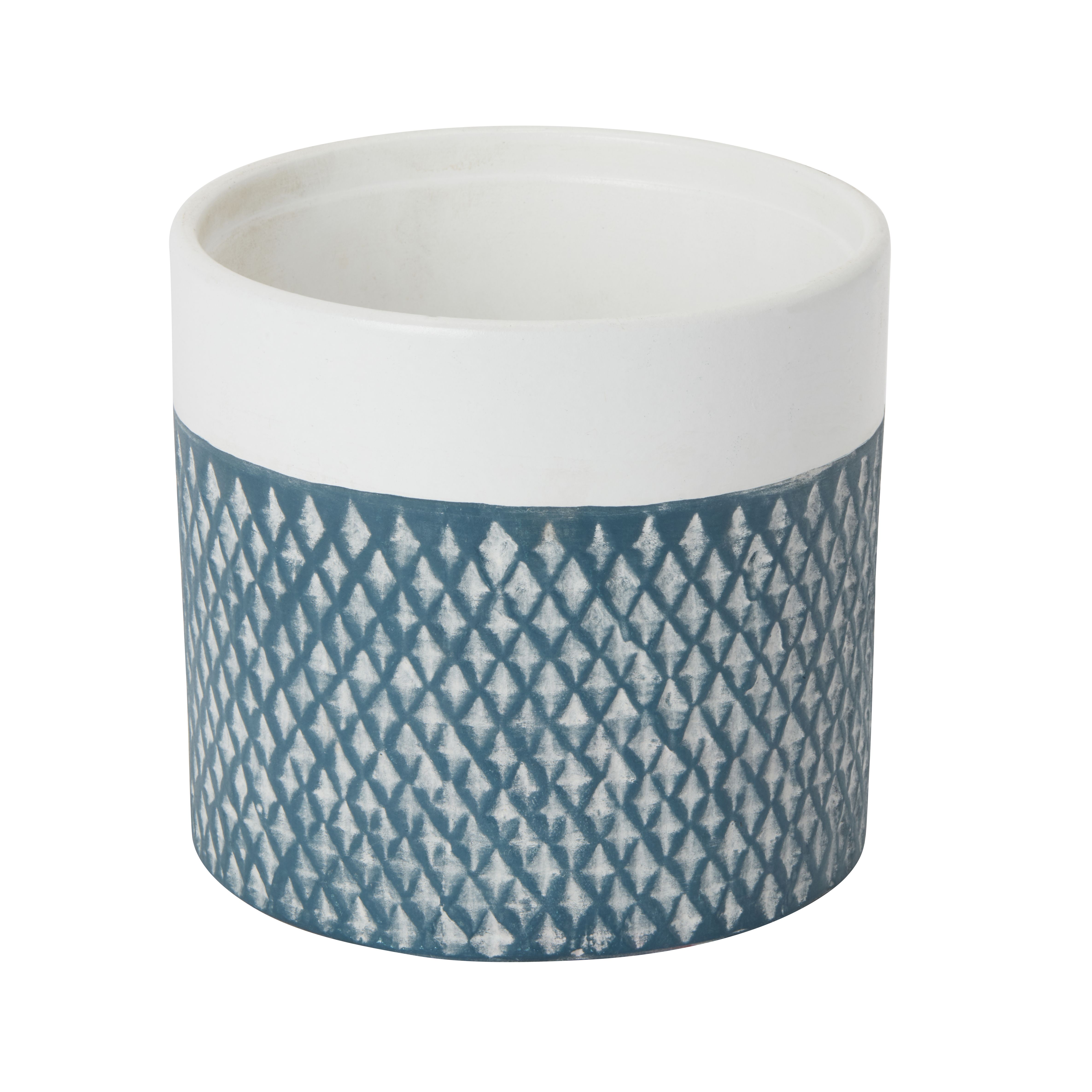 GoodHome Glazed Blue Coral Clay Diamond Plant Pot (Dia)14Cm Price Comparisons | Compare The Build