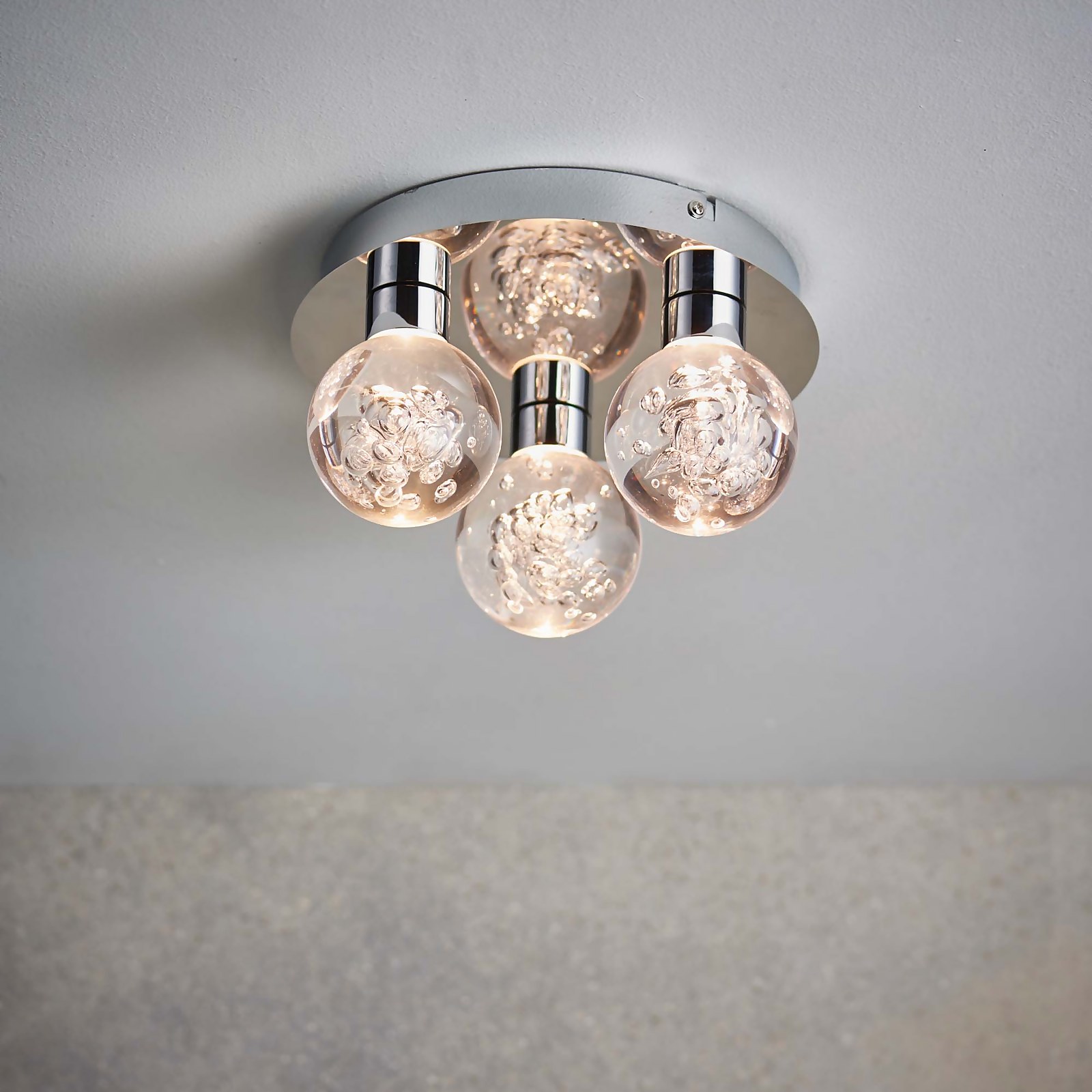 Leoch Bathroom Flush Ceiling Light - Chrome Effect | Compare The Build