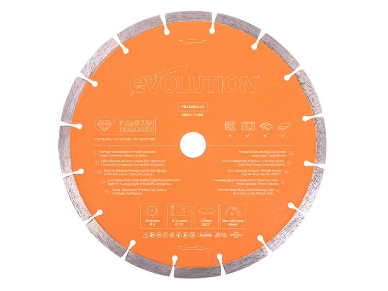 Evolution EVLPD230SEGC Premium Diamond Disc Cutter Blade 230 x 22.2mm | Compare The Build