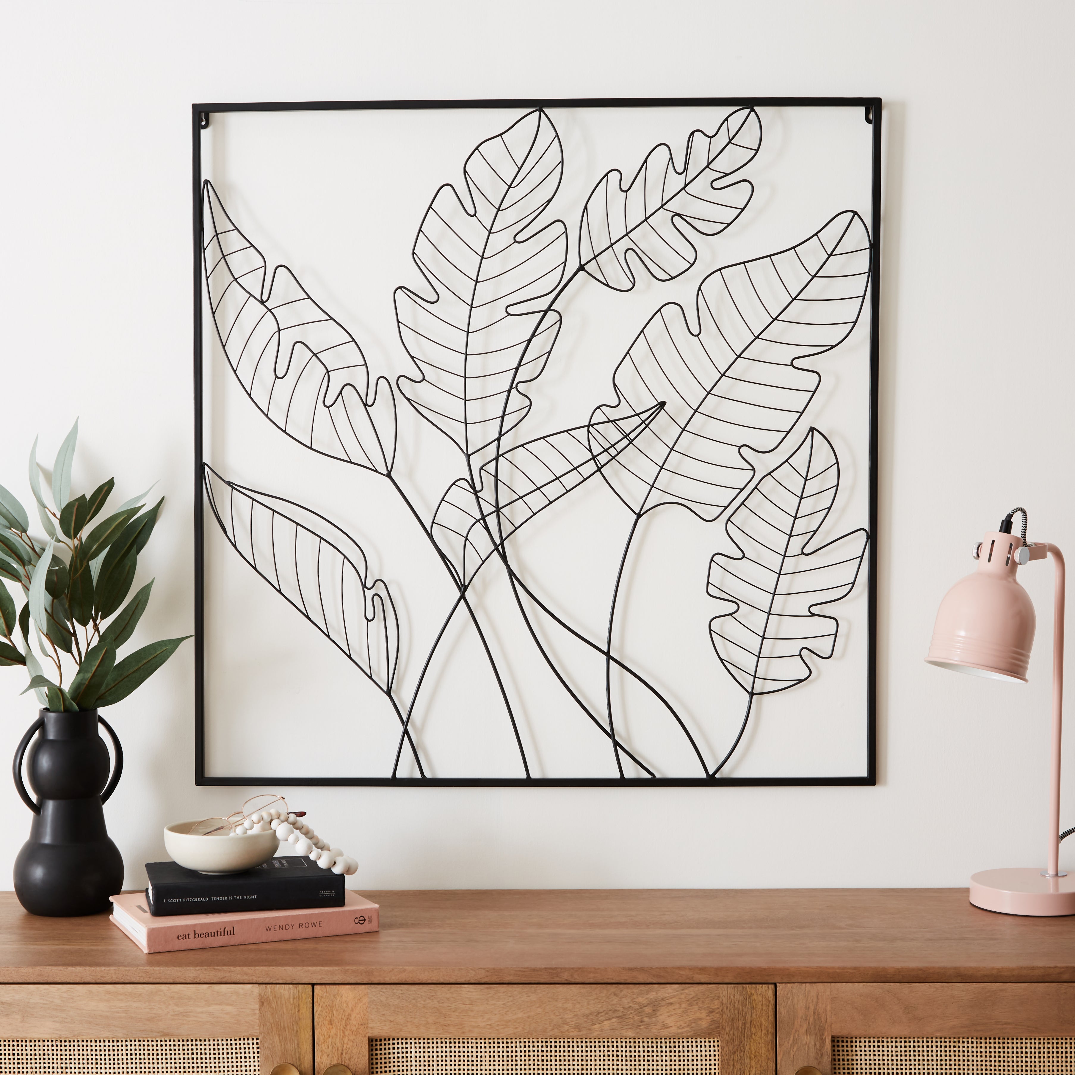 Large Metal Leaf Wire Indoor Outdoor Wall Art 80x80cm Black Price Comparisons | Compare The Build