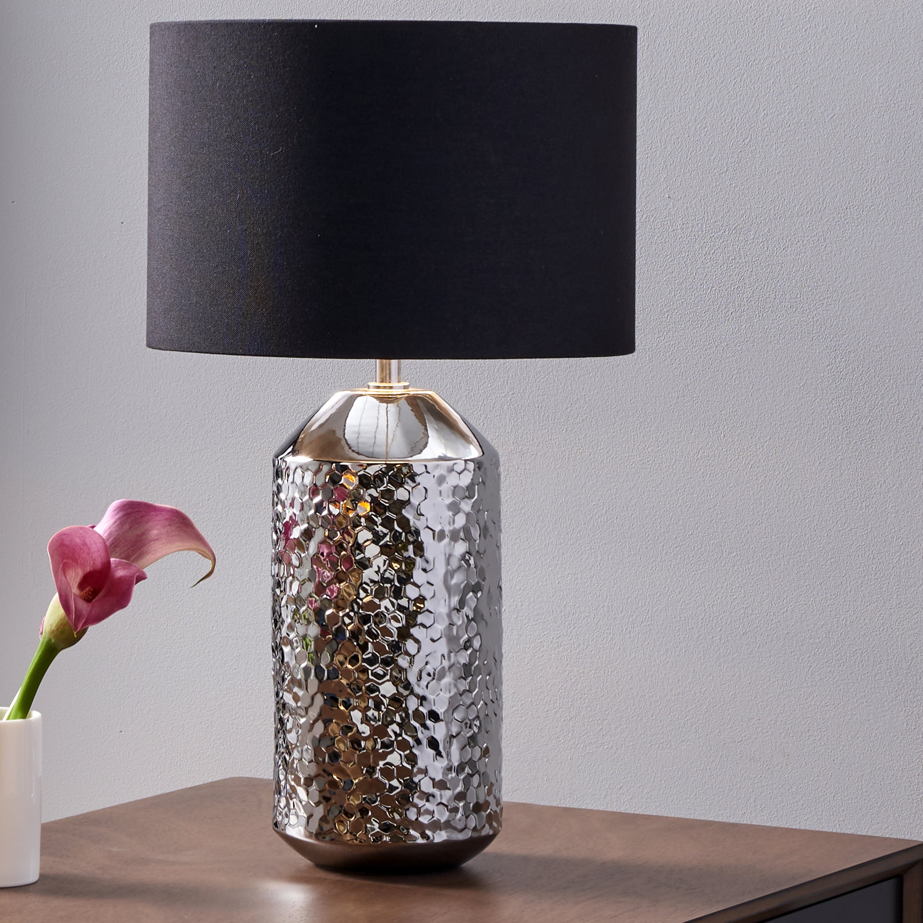 Vega Textured Ceramic Table Lamp Silver Price Comparisons | Compare The Build