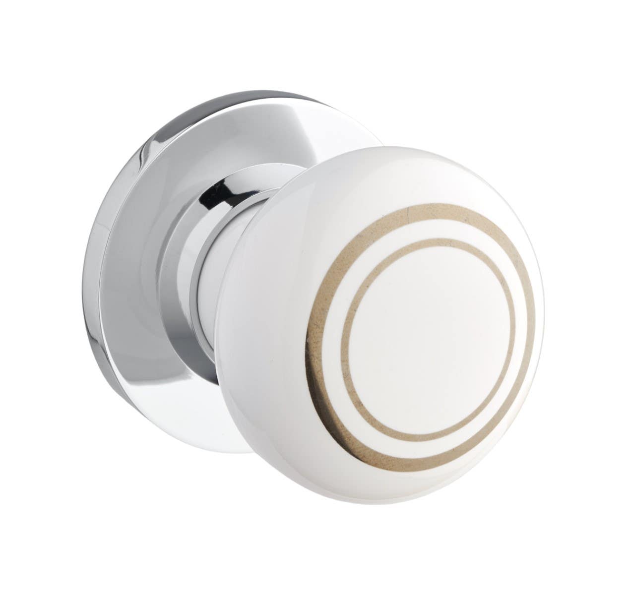 Silver Band White Ceramic Door Knob With Chrome Rose (Pair) Price Comparisons | Compare The Build