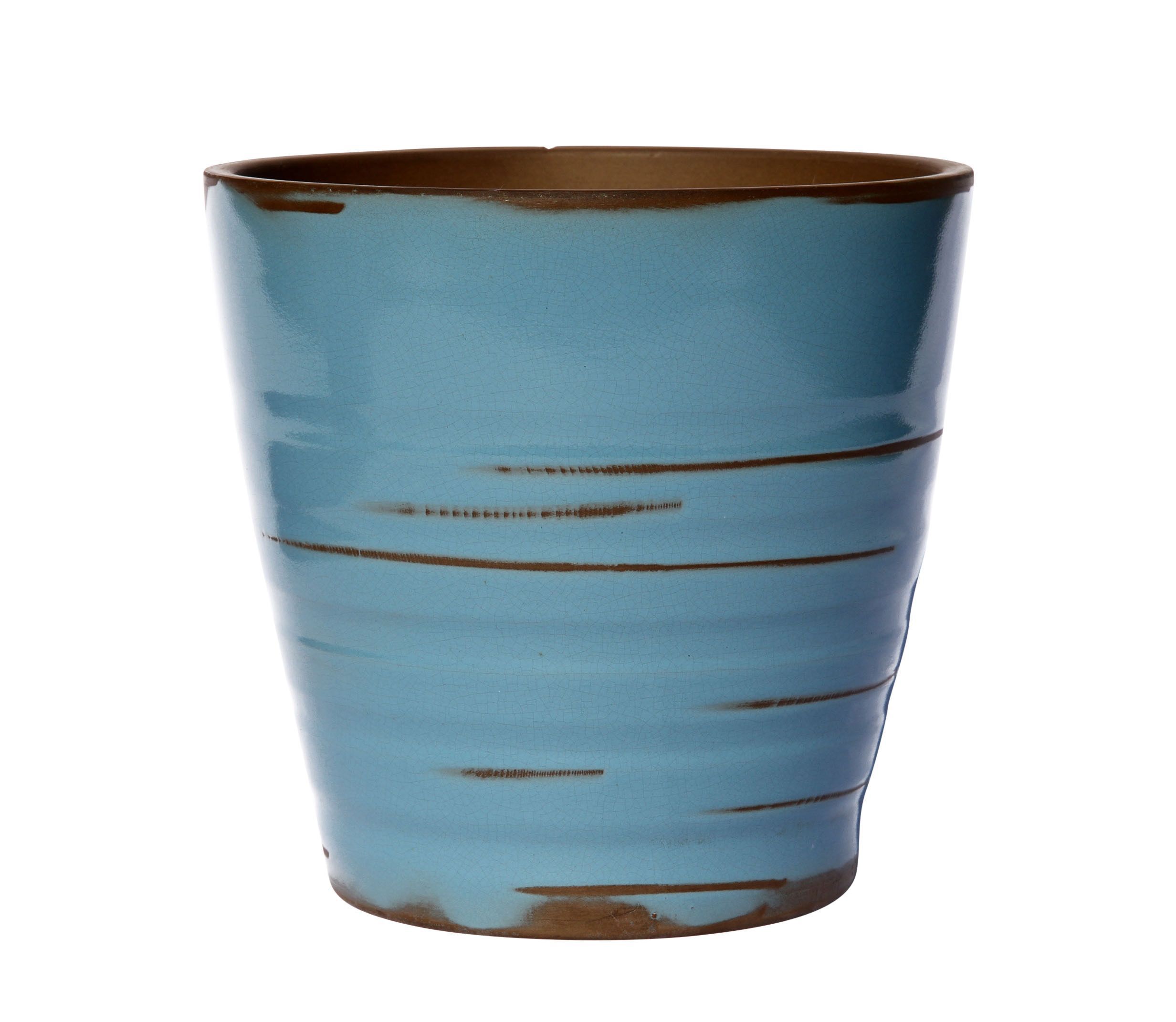 Verve Somer Round Glazed Terracotta Blue Glazed Plant Pot (H)265mm (Dia)240mm Price Comparisons | Compare The Build