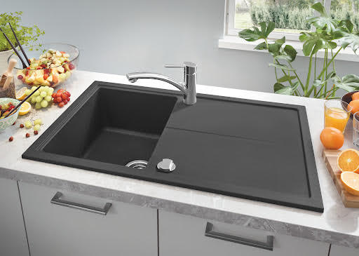 Grohe K400 Granite Black 1.0 Composite Inset Kitchen Sink - Drainer & Waste 860 x 500mm Price Comparisons | Compare The Build