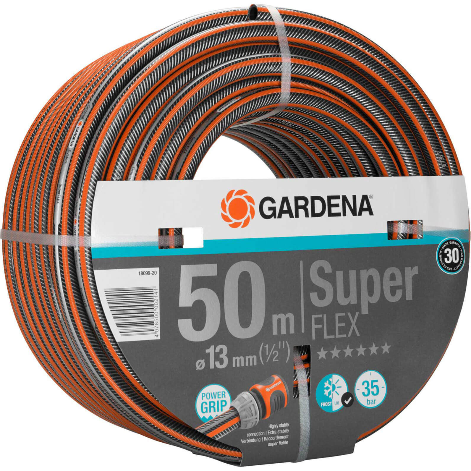 Gardena SuperFlex Premium Hose Pipe 1/2" / 12.5mm 50m Black / Orange | Compare The Build