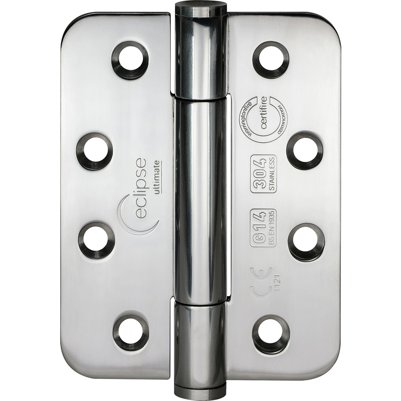 Eclipse Grade 14 Concealed Bearing Radius Hinge Polished (2 Pack) in Silver Stainless Steel Price Comparisons | Compare The Build