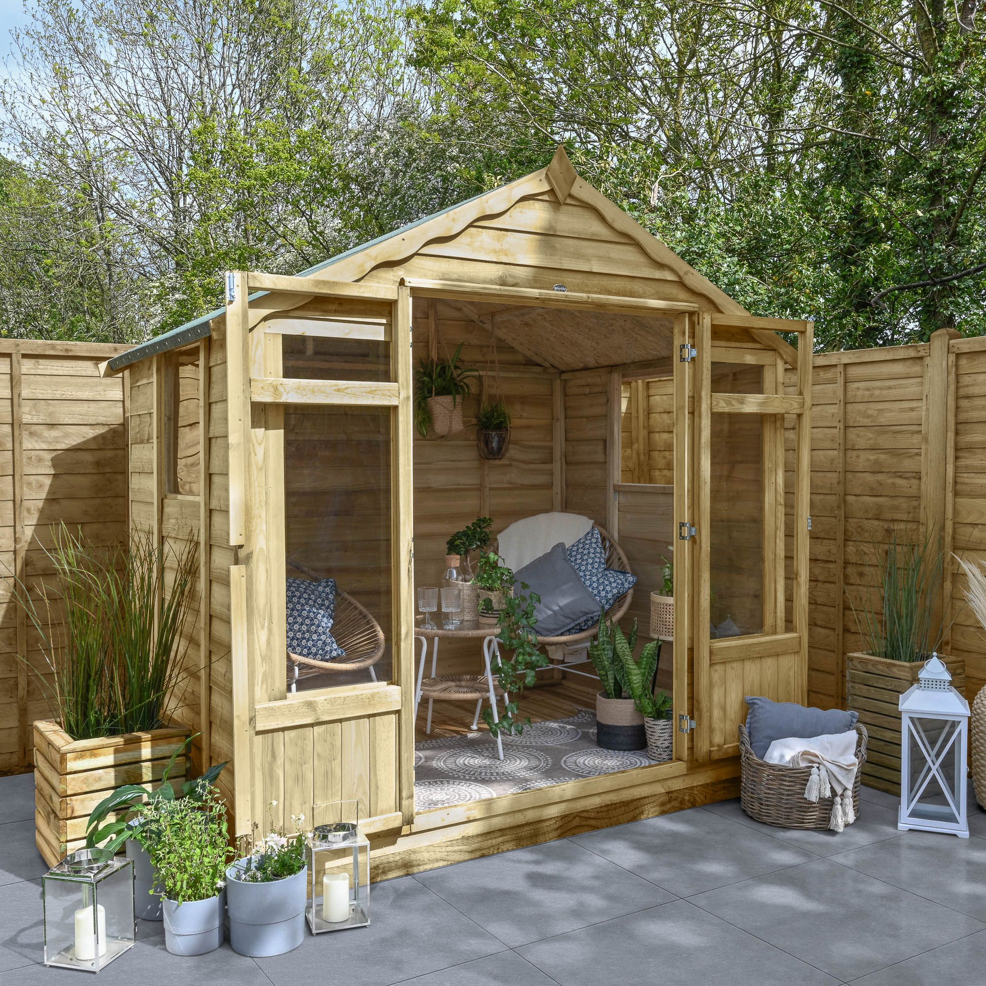 Forest Oakley 7X5 Apex Overlap Summer House With Double Door - Assembly Service Included Price Comparisons | Compare The Build