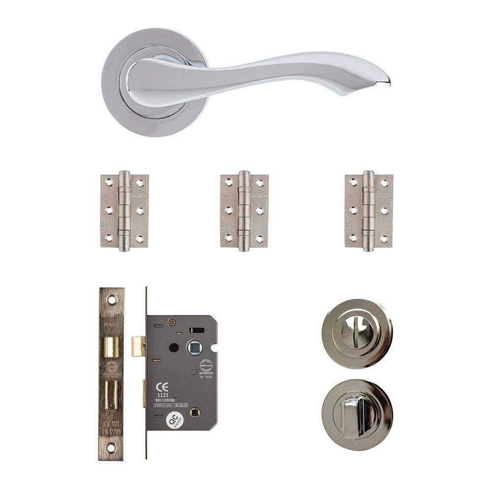 Deanta Veritas Polished Chrome Bathroom Door Handle Kit - 76mm x 50mm x 2mm Hinges  VERBAK76 Price Comparisons | Compare The Build