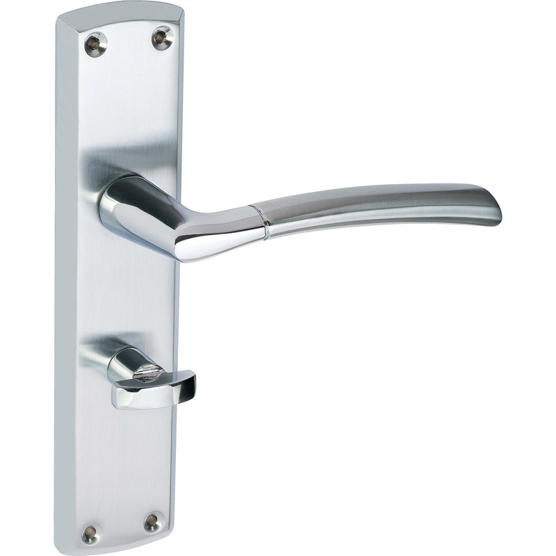 Eclipse Felisa Dual Finish Door Handles Bathroom Polished / Satin (Pair) in Silver | Compare The Build