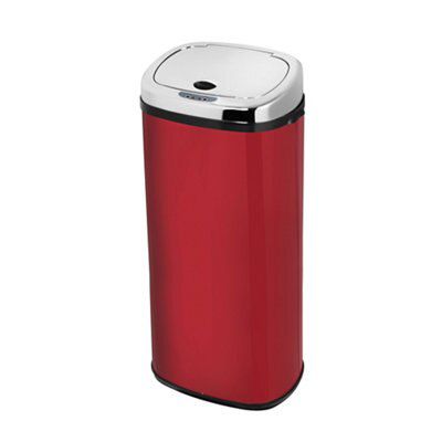 Morphy Richards Red Metallic Effect Stainless Steel Square Kitchen Sensor Bin, 50L | Compare The Build