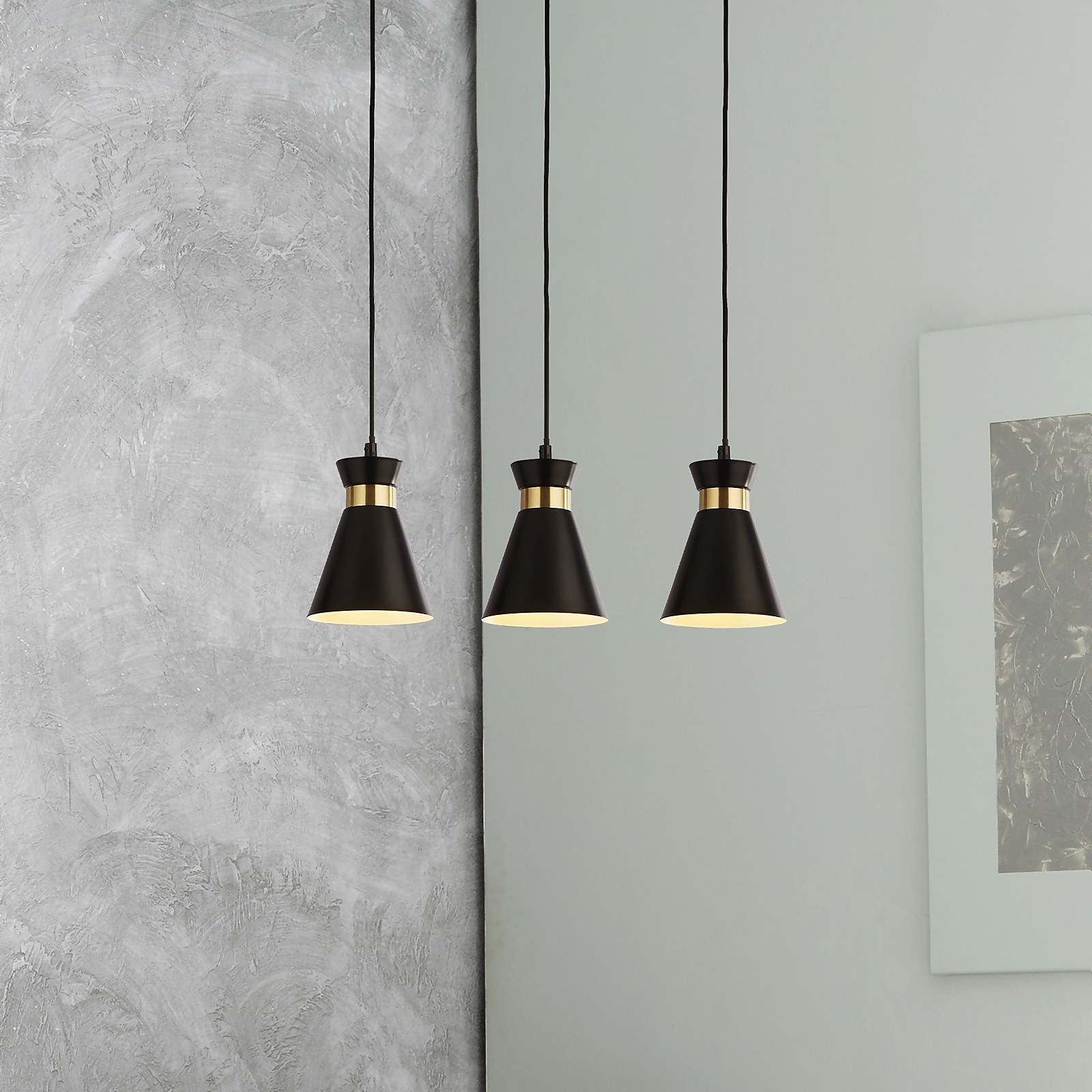 Balham 3 Light Diner Bar Light - Black & Brass Price Comparisons | Compare The Build