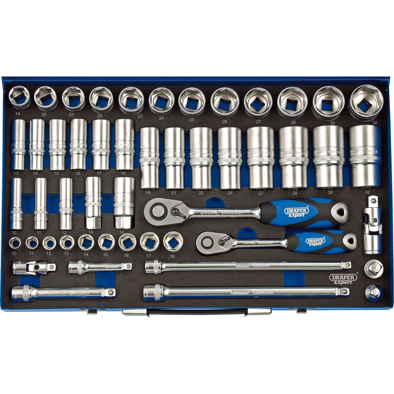 Draper Expert 50 Piece 3/8 and 1/2 Drive Socket Set Metric Combination | Compare The Build