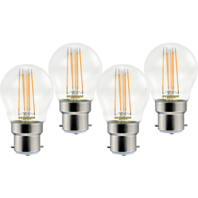 Sylvania LED RT Filament Mini Globe Lamp 4.5W BC (B22) 470lm (4 Pack) Price Comparisons | Compare The Build