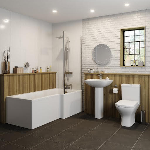 Marseille Bathroom Suite with L Shape Shower Bath & Screen - Right Hand 1600mm Price Comparisons | Compare The Build