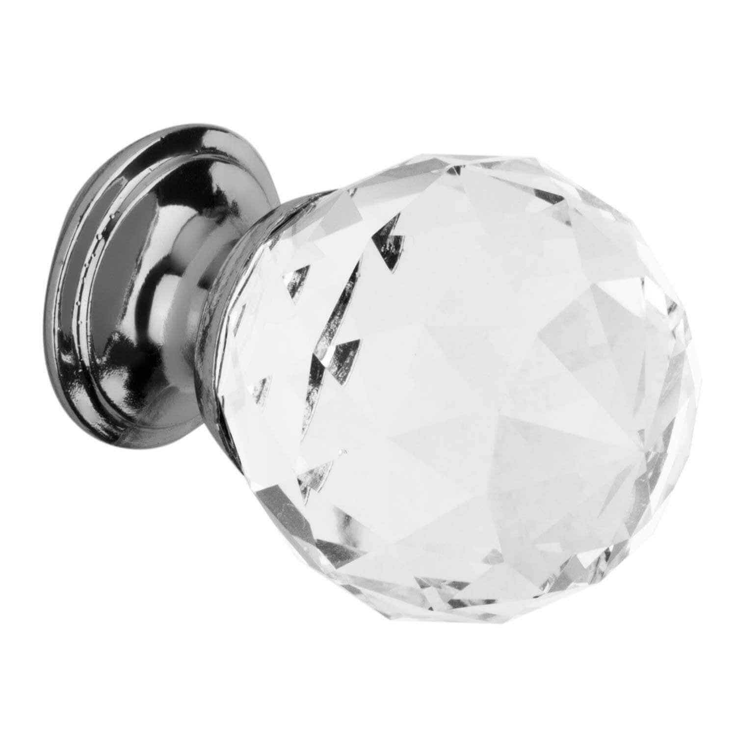 Chrome Base Glass Faceted Cabinet Knob - Pack of 5 - Elite Knobs &amp; Handles Price Comparisons | Compare The Build