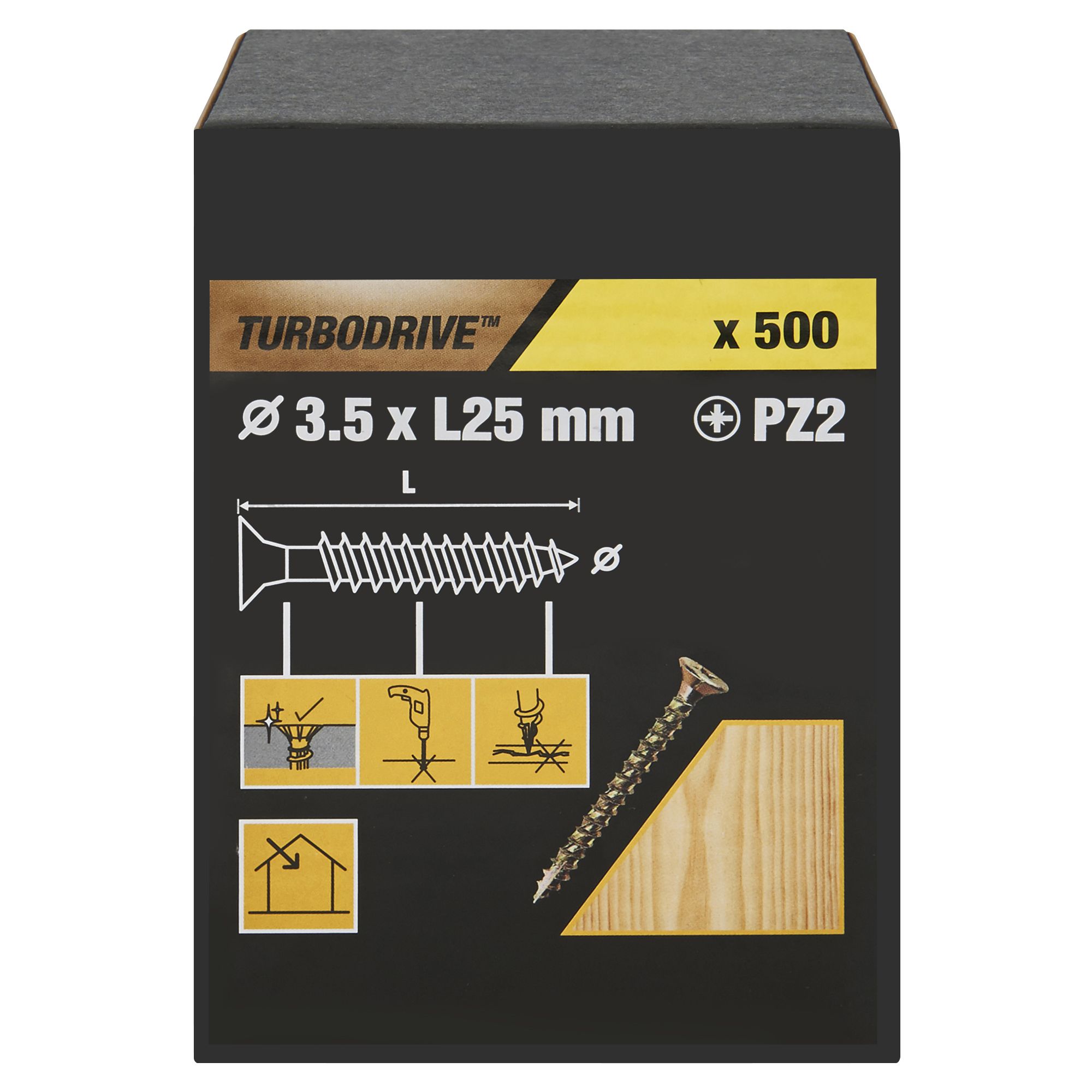 Turbodrive Yellow-Passivated Steel Screw (Dia)3.5mm (L)25mm, Pack Of 500 Price Comparisons | Compare The Build