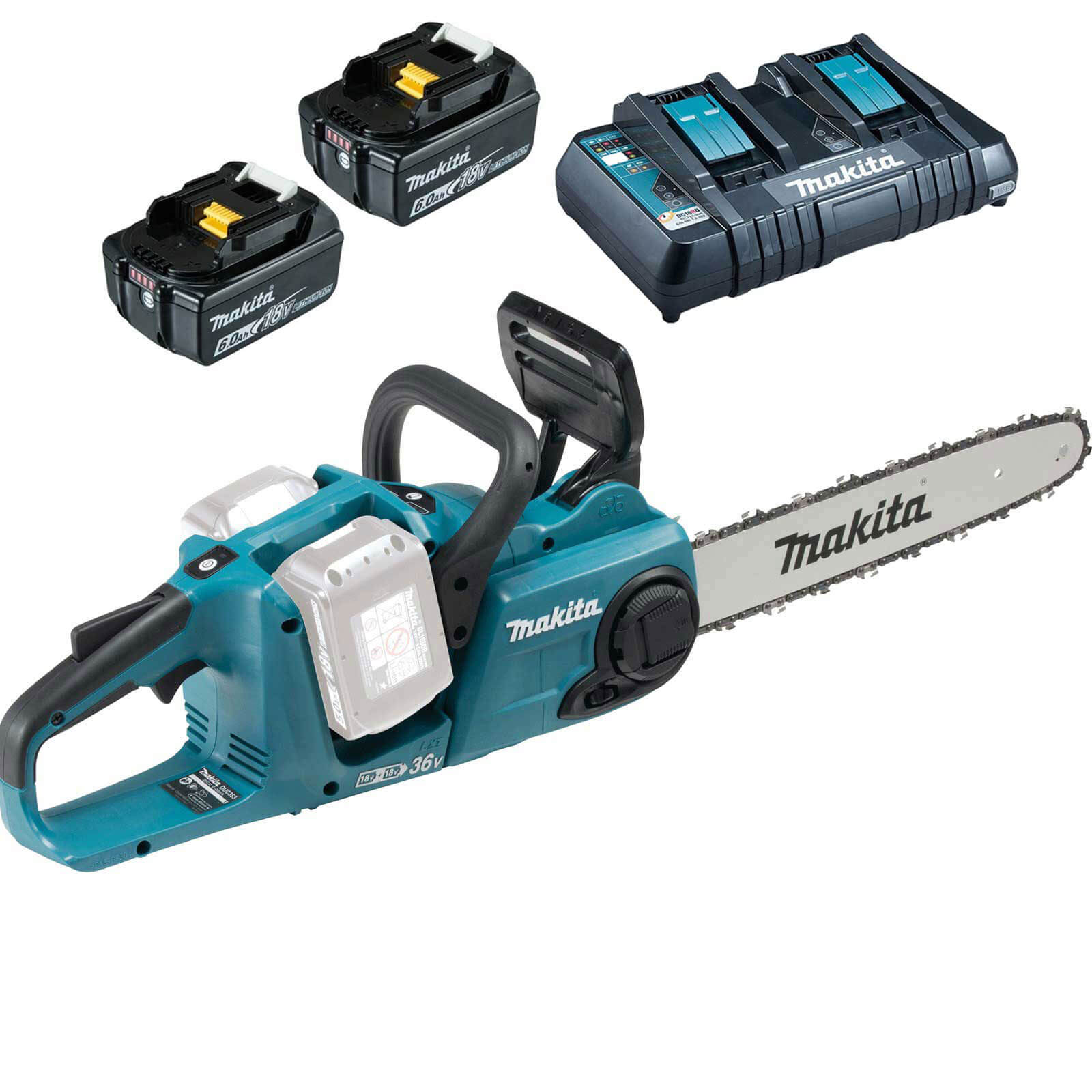 Makita DUC353 Twin 18v LXT Cordless Brushless Chainsaw 350mm 2 x 6ah Li-ion Charger Price Comparisons | Compare The Build