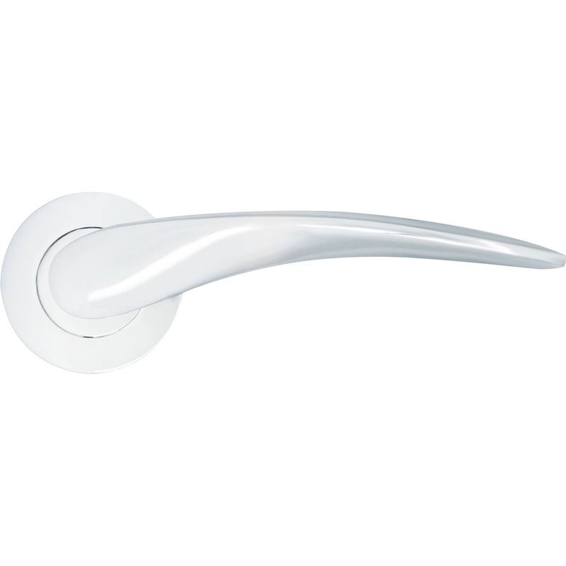 Stanza Merida on Rose Door Handles Polished (Pair) in Chrome Aluminium | Compare The Build