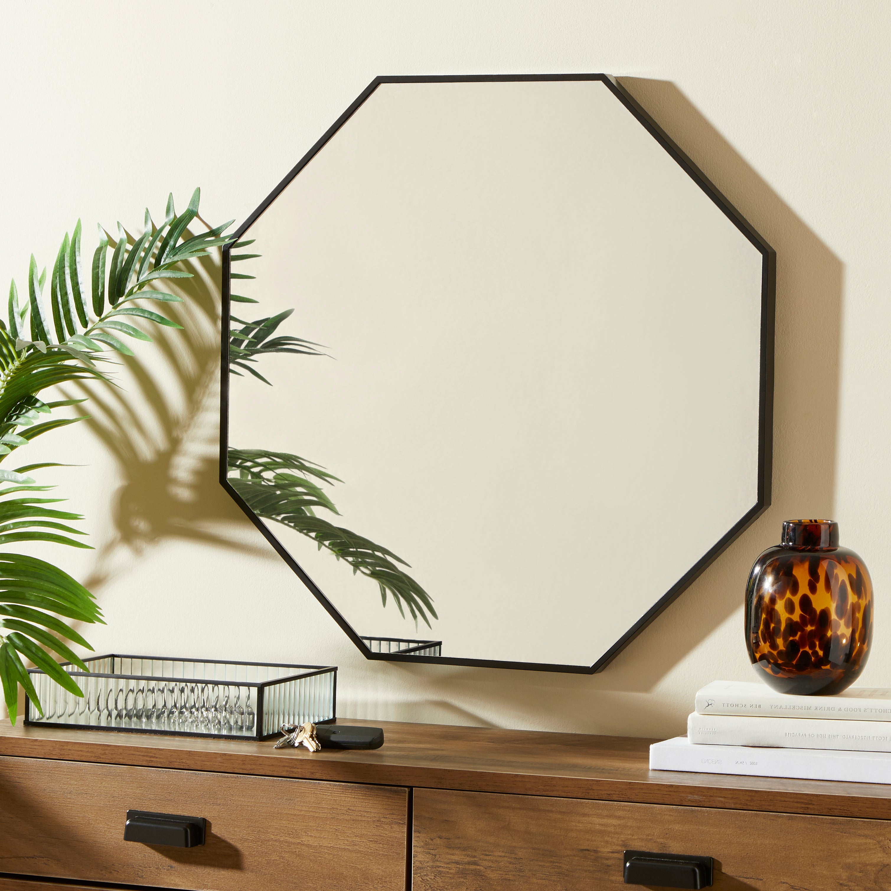 Black Hexagon Mirror 60cm x 65cm Black Price Comparisons | Compare The Build