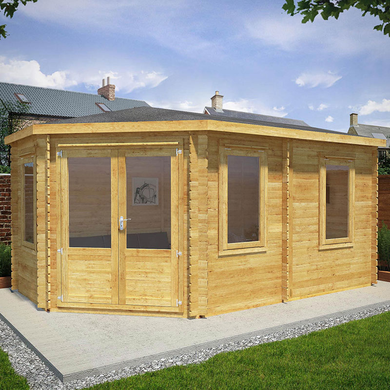 Mercia Grande 5m x 3m Corner Log Cabin (34mm) â Double Glazed Price Comparisons | Compare The Build