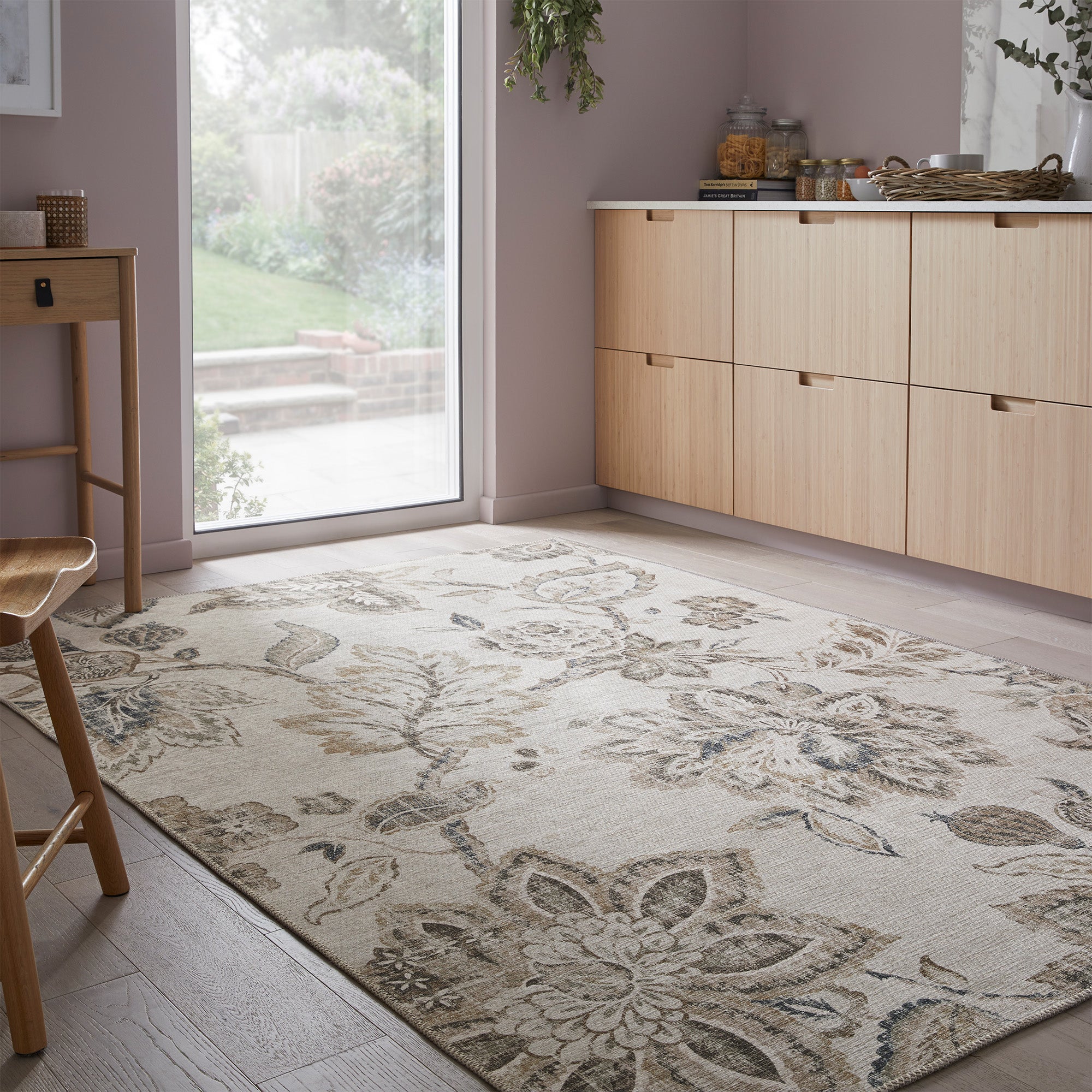 PractiRug Iva Floral Washable Rug Natural Price Comparisons | Compare The Build