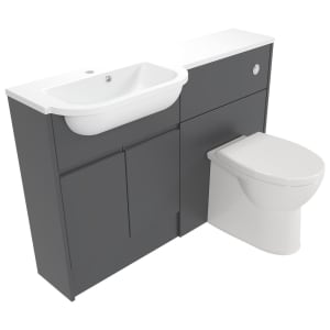 Deccado Clifton Charcoal Grey Left Hand 1200mm Slimline Fitted Vanity & Toilet Pan Unit Combination with Left Hand Basin Price Comparisons | Compare The Build