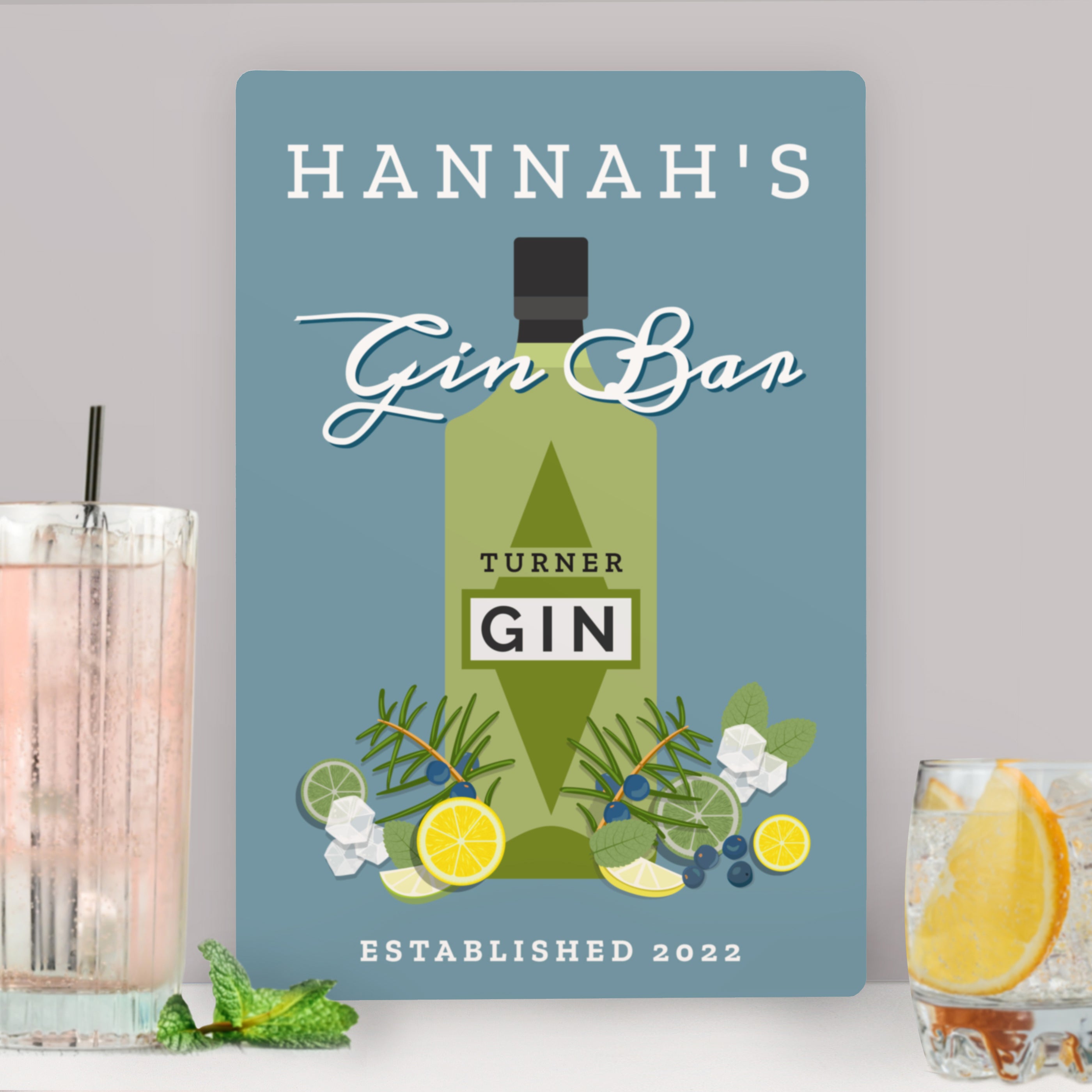 Personalised Gin Bar Metal Sign MultiColoured Price Comparisons | Compare The Build