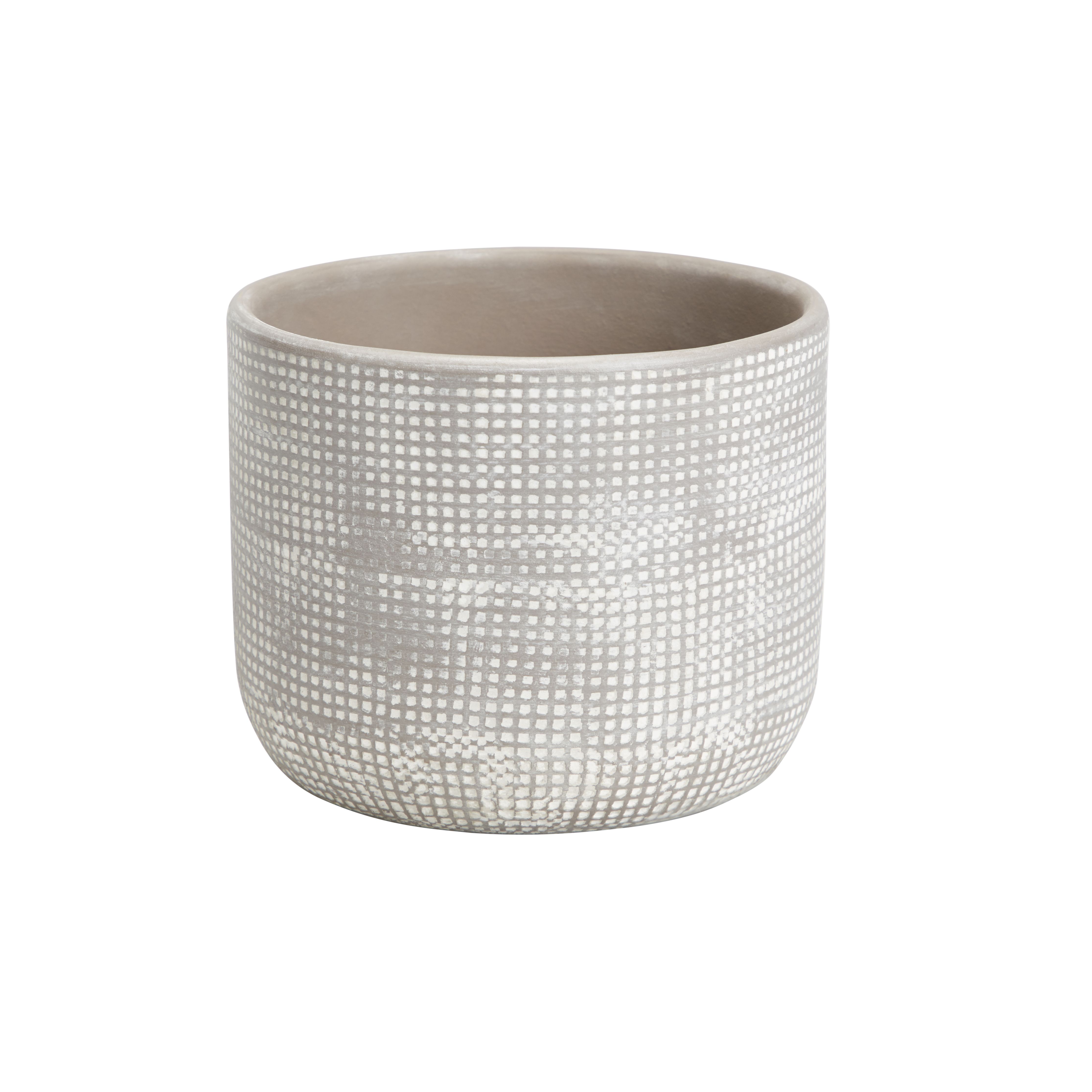 GoodHome Driftwood Clay Dotted Circular Plant Pot (Dia)12Cm | Compare The Build