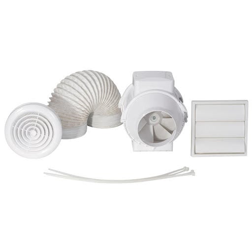 Airflow Aventa Timer controlled in-line Shower Fan and Kit 125mm - 9041406 | Compare The Build