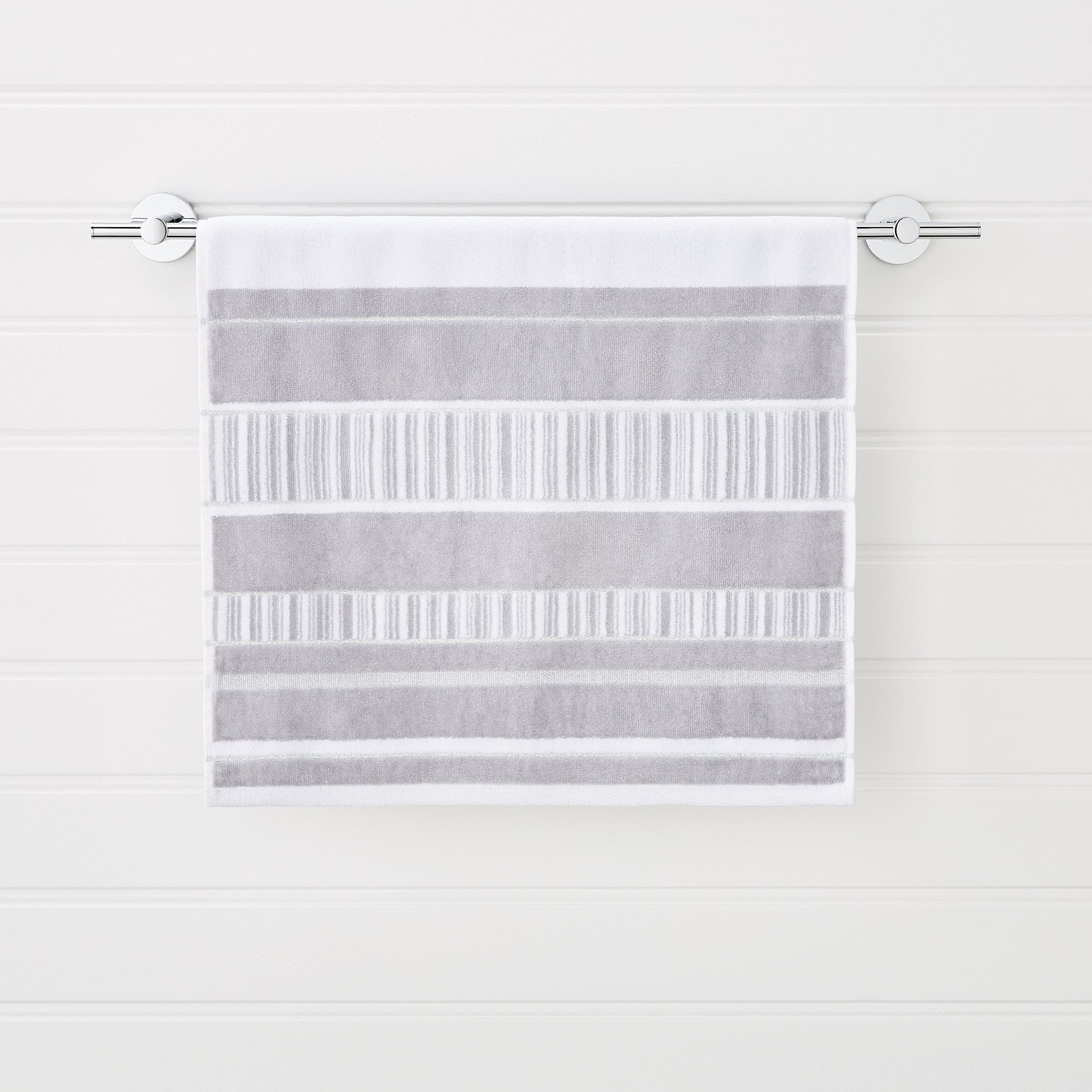Sheared Stripe Silver Towel Silver and White Price Comparisons | Compare The Build