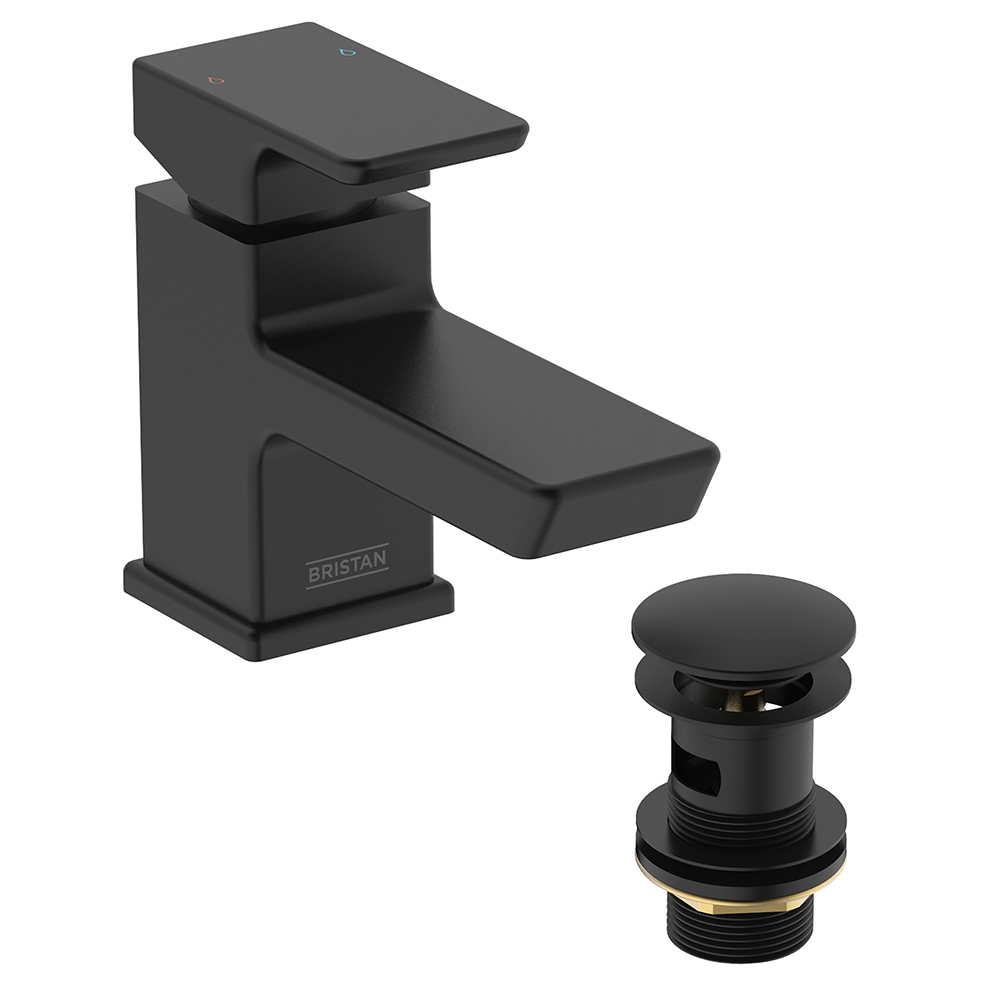 Bristan Cobalt Basin Mixer Tap with Clicker Waste - Black Price Comparisons | Compare The Build