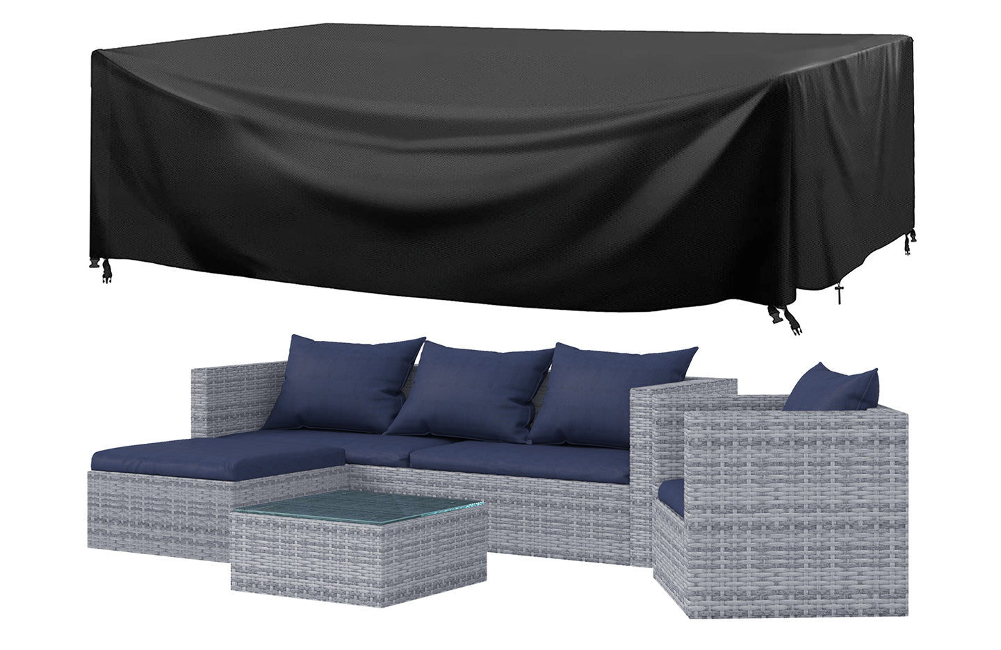 5 Seater Rattan Garden Corner Sofa Set Outdoor Furniture with Protective Cover Grey Price Comparisons | Compare The Build