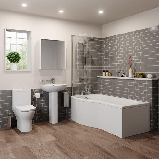 Arles Bathroom Suite with P Shape Bath & Screen -  Left Hand 1700mm Price Comparisons | Compare The Build