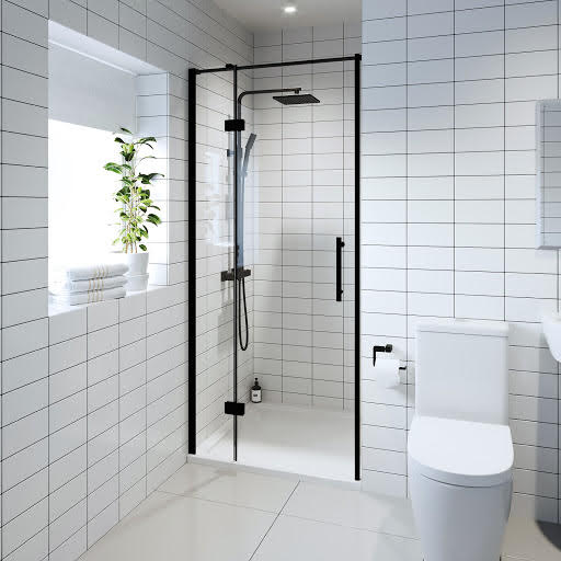 Diamond Hinged Shower Door 900mm - 8mm Black Price Comparisons | Compare The Build