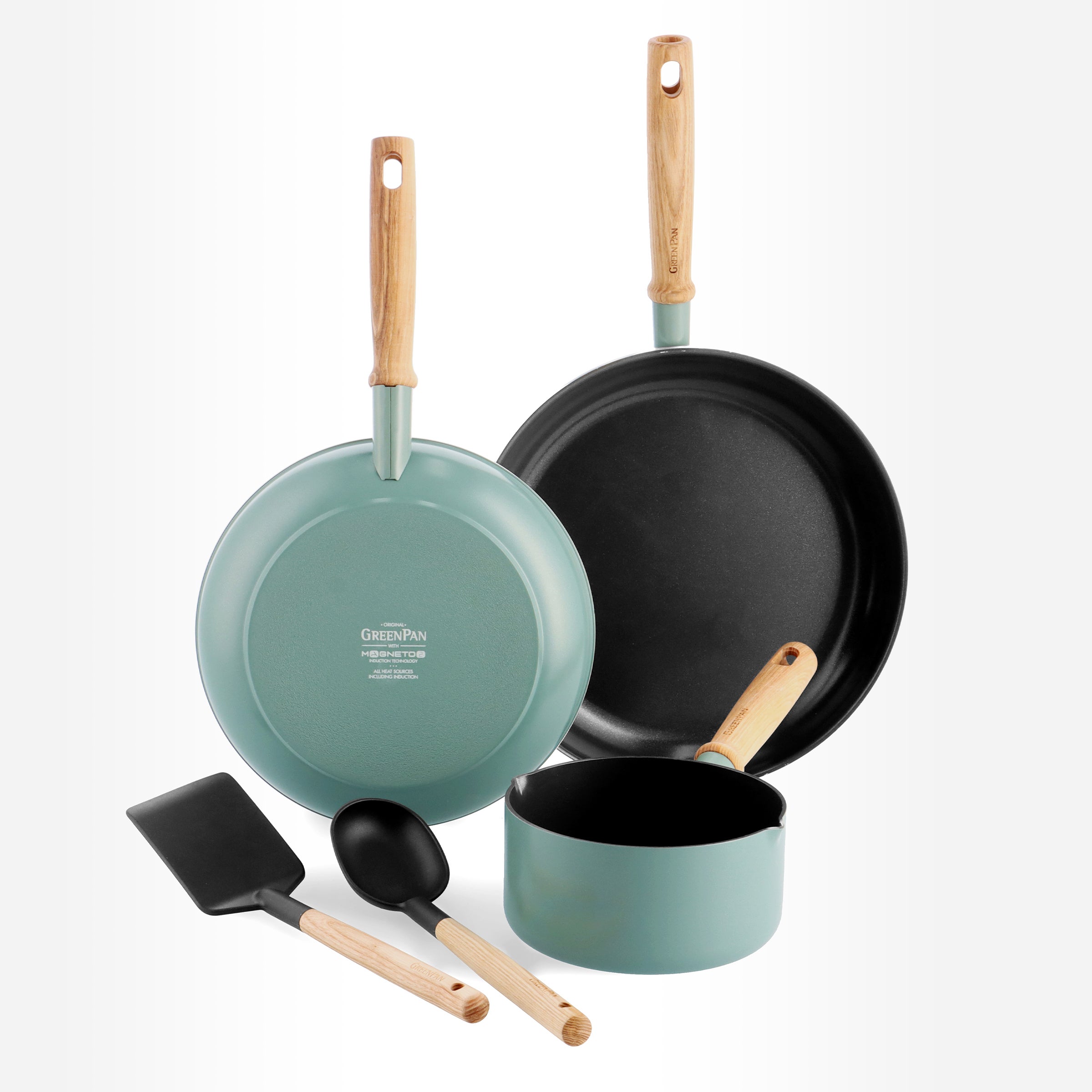 GreenPan Mayflower Aluminium Ceramic Non-Stick 3 Piece Pan Set Black | Compare The Build