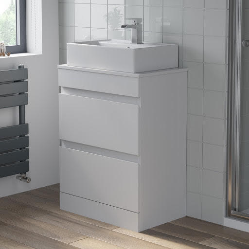 Artis White Gloss Free Standing Drawer Vanity Unit & Affine Vannes Countertop Basin- 600mm Width Price Comparisons | Compare The Build