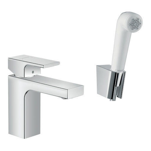 hansgrohe Vernis Shape Basin Mixer Tap 100 with Hand Shower Chrome - 71216000 Price Comparisons | Compare The Build