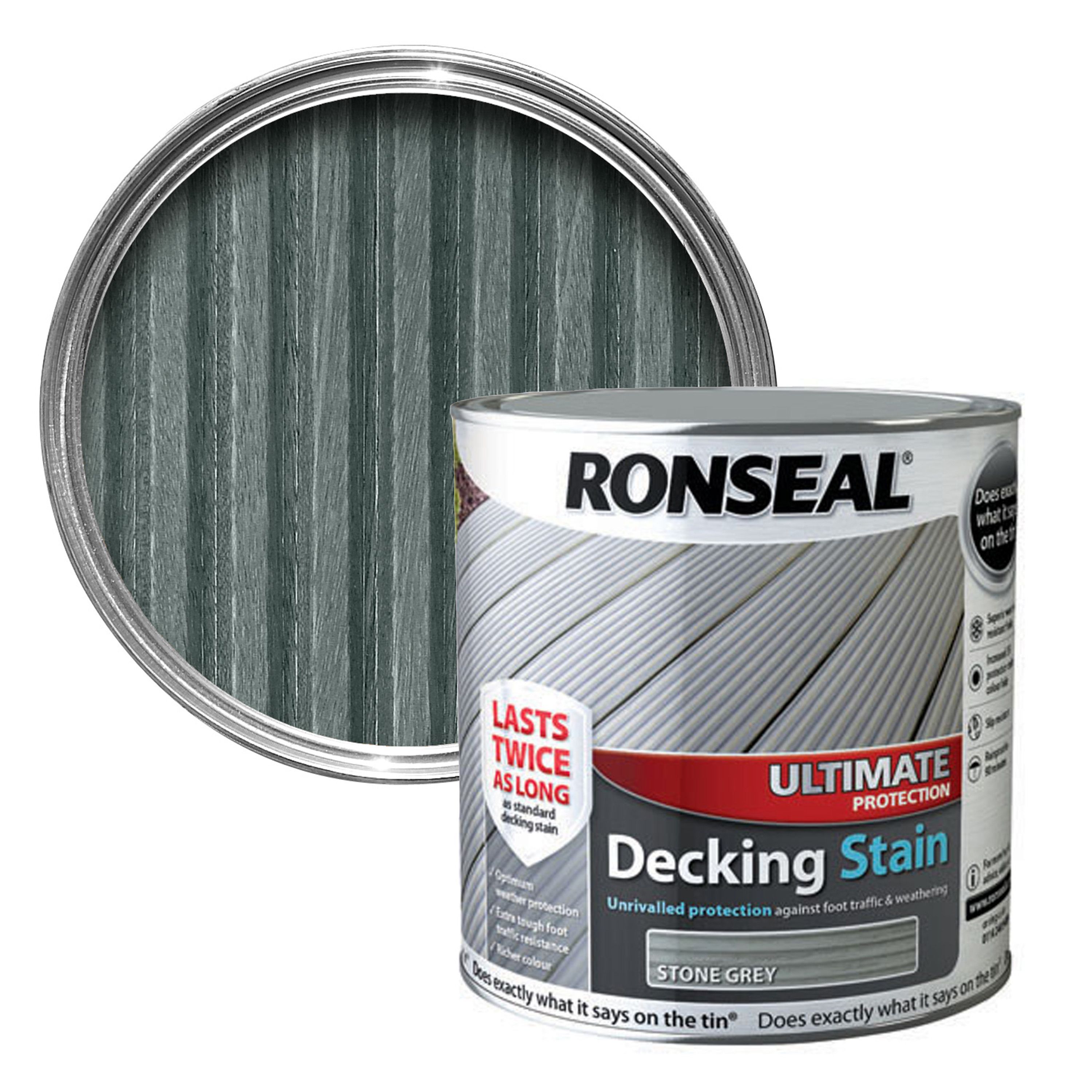 Ronseal Ultimate Stone Grey Matt Decking Wood Stain, 2.5L | Compare The Build